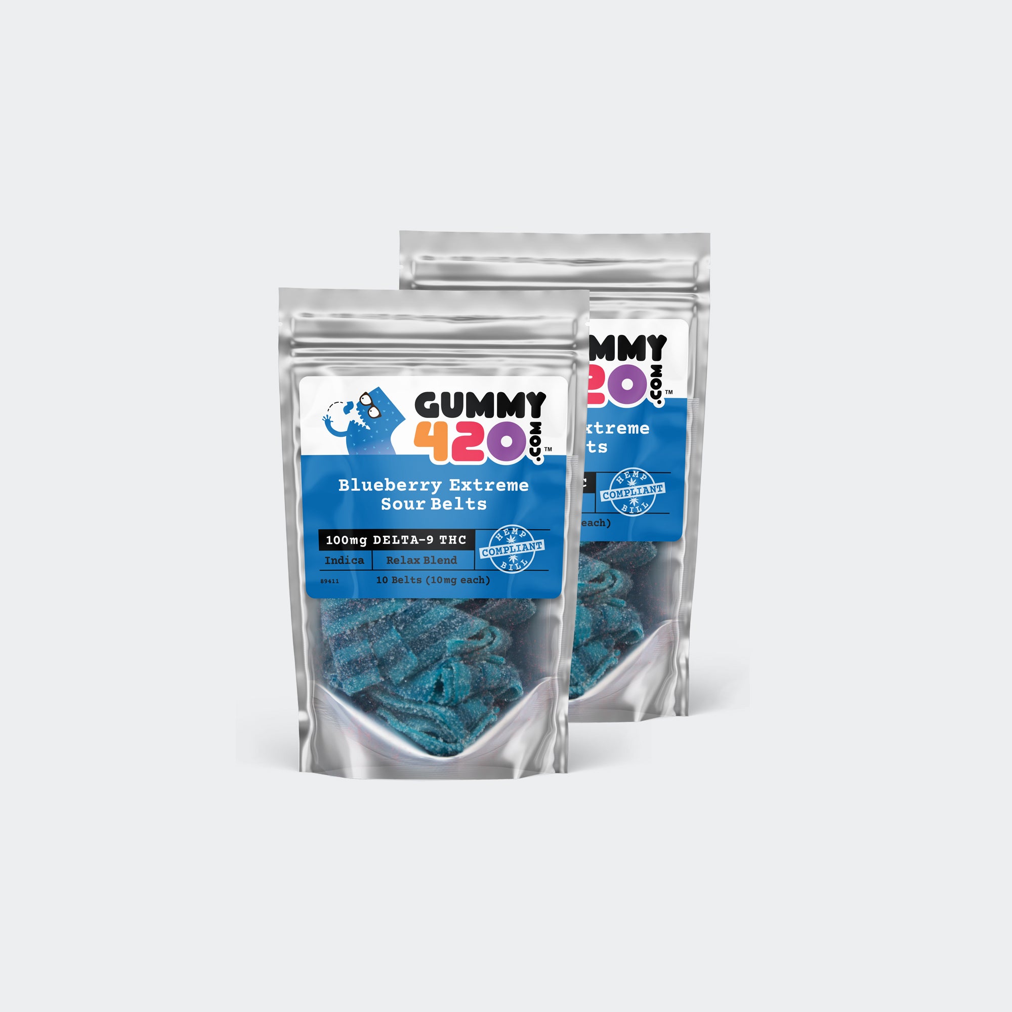 2 Pack Blueberry Extreme Sour Belts