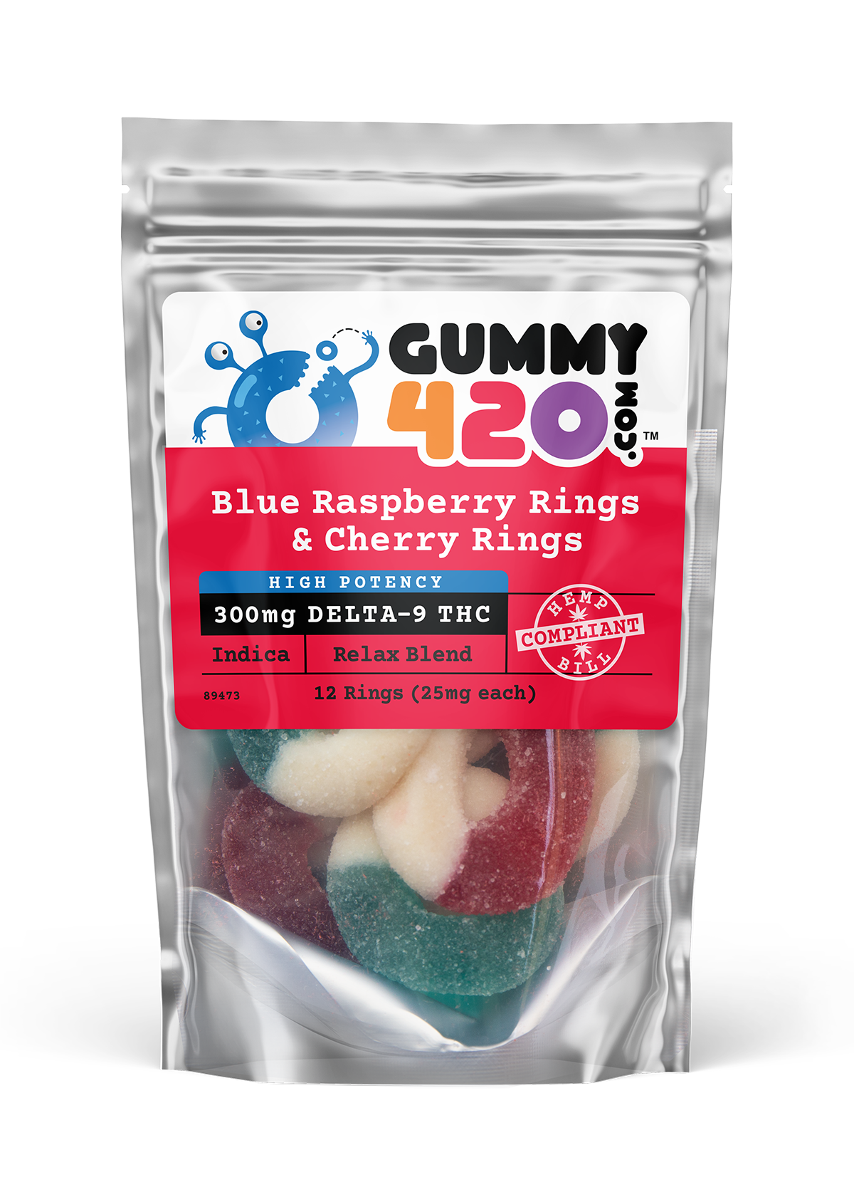 Buy High Potency Blue Raspberry Rings & Cherry Rings online | Gummy420